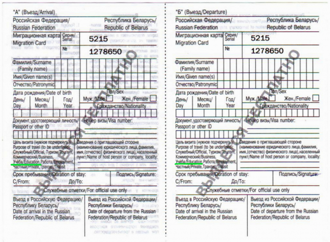 Миграционная карта